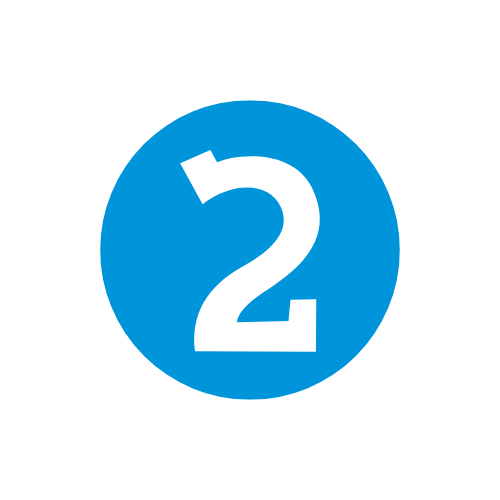 White number 2 in a blue circle