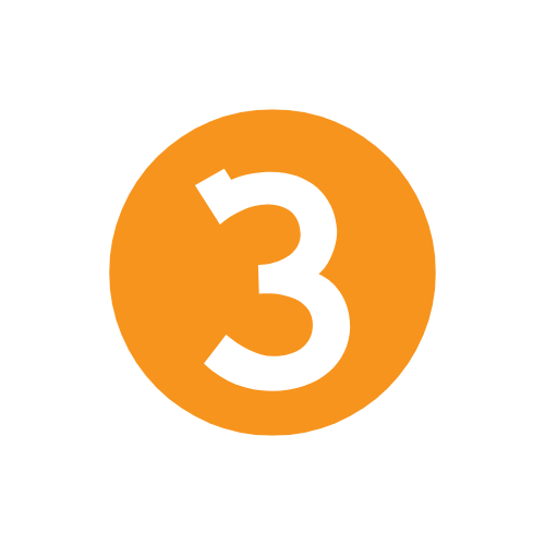 White number 3 in a orange circle