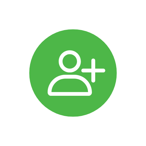 White character with plus sign in a green circle