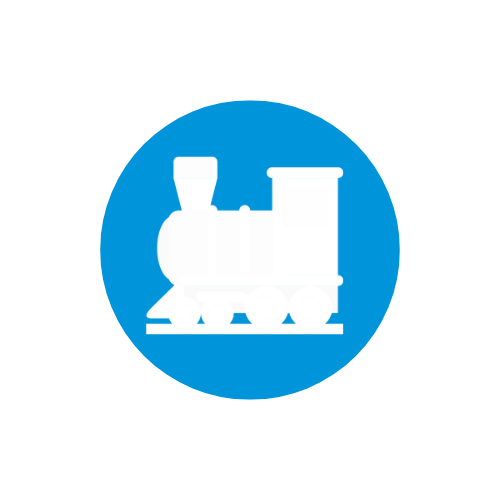 White train icon inside a blue circle