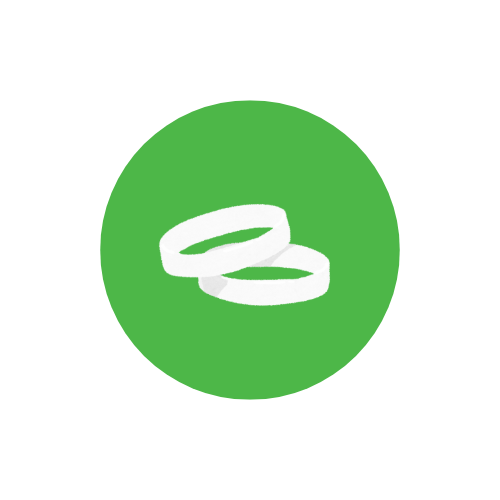 White wristbands icon inside a green circle