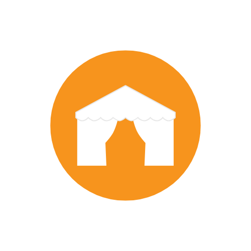 White Tent in an orange circle