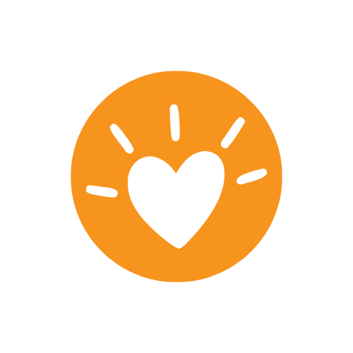 White heart icon in a orange circle