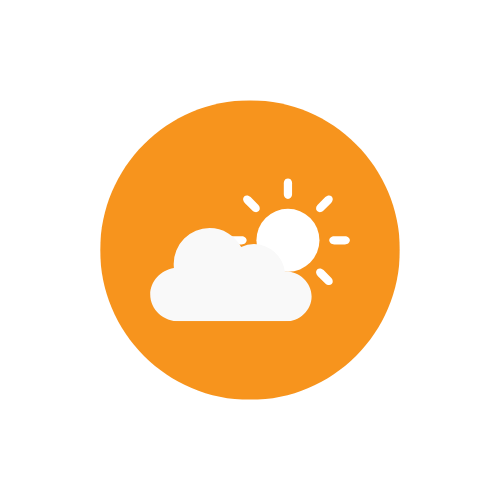 White cloud and Sun icon in a orange circle