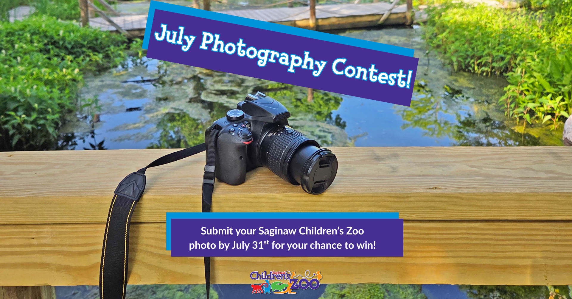 July 2026 Photography Contest banner with image of a camera